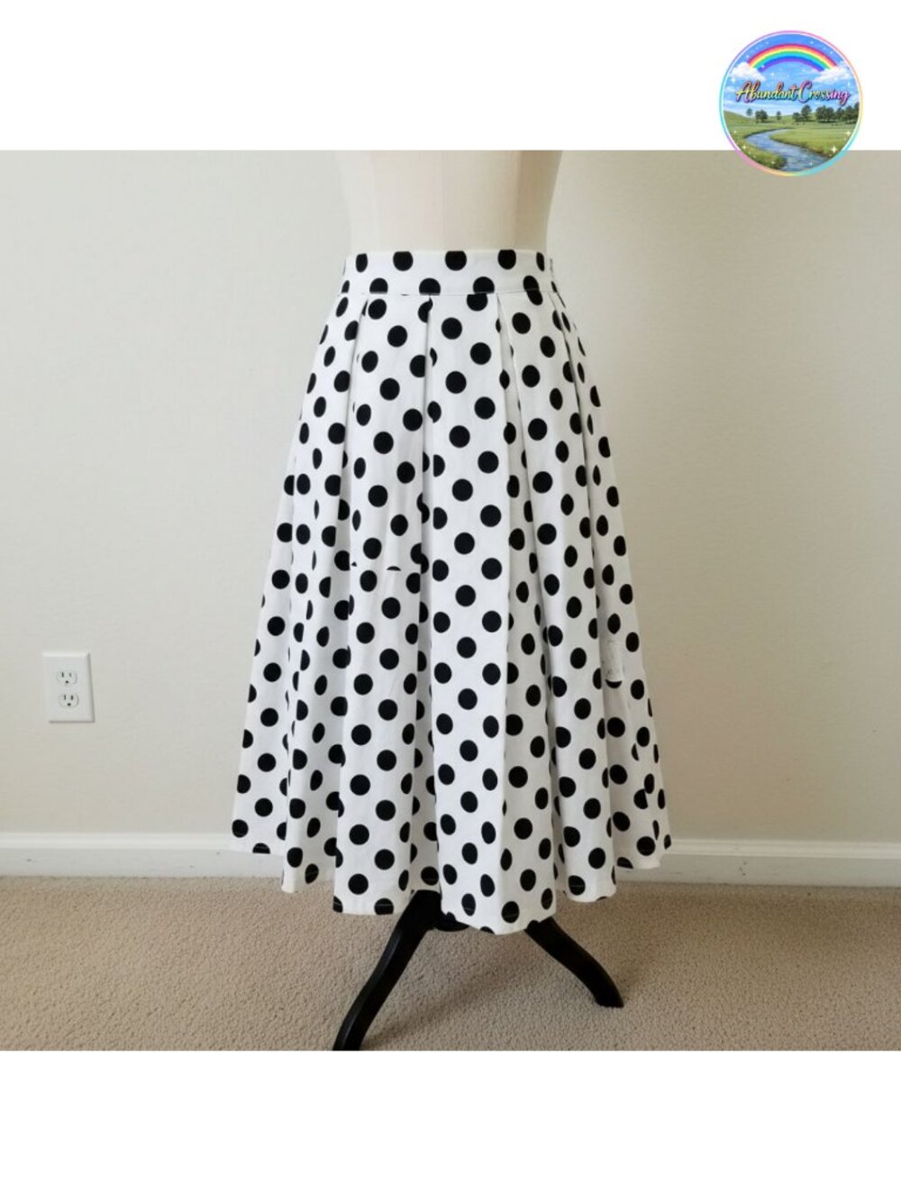 Pleated A-Line Midi Skirt High Waist Vintage Zipper Pockets